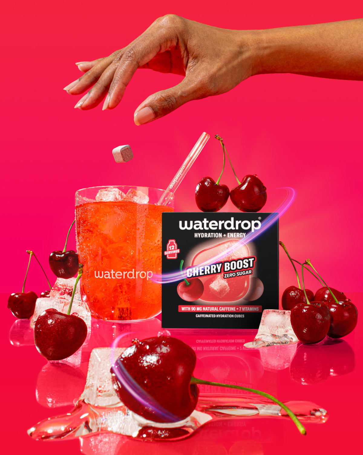 waterdrop® Cherry Boost Microenergy Hydration Cubes, 12 Servings